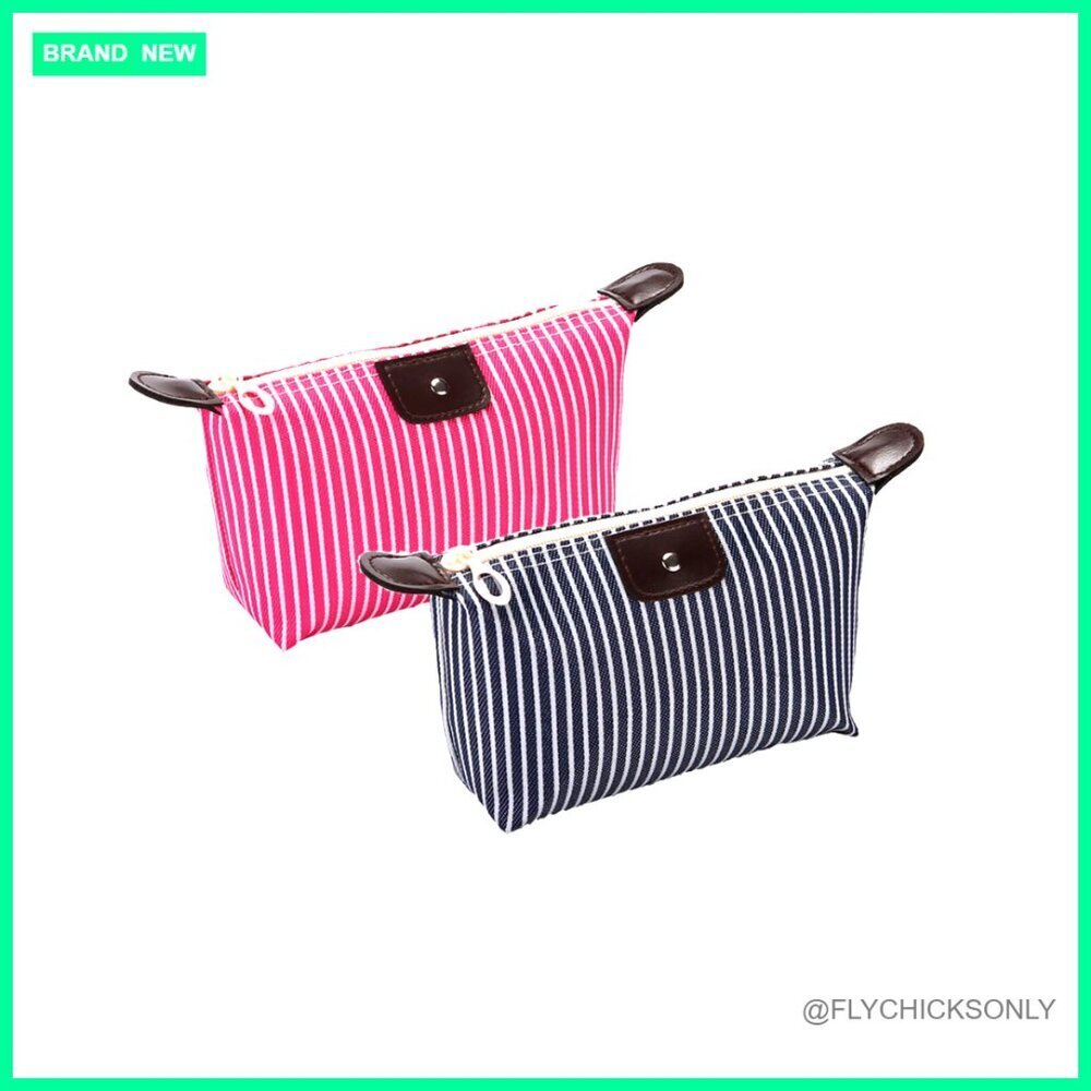 2 Pack Waterproof Nylon Cosmetic Bags, Foldable Travel Organizer, 10.2x6.3x2.3